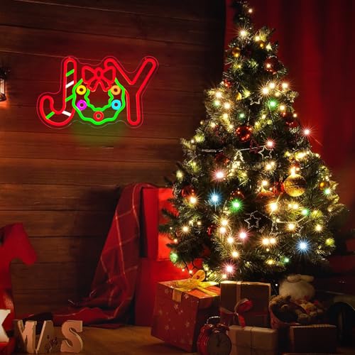 CinsYarn Joy Neon Sign Christmas LED Light Dimmable Wall Decor USB Powered