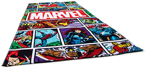 Vintage Comic Superhero Print Large Cotton Bath and Beach Towel 34 x 64