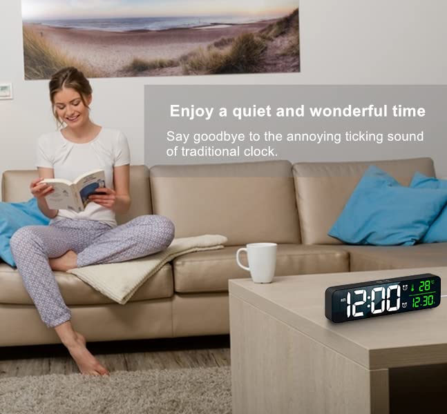 Large LED Digital Alarm Clock with Temperature and Date Display