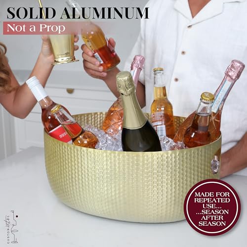 Gusto Nostro Gold Beverage Tub 22 Qt Large Ice Bucket for Parties & Drinks