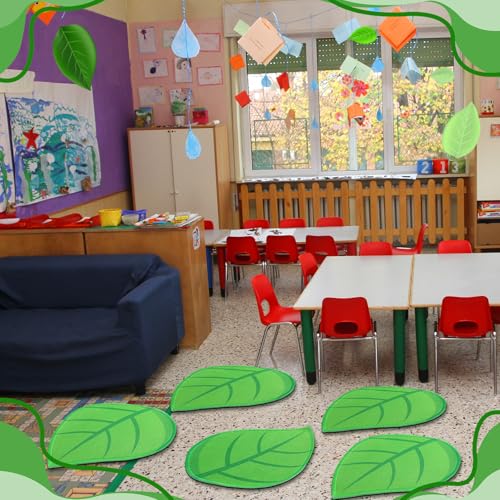 12 Pcs Leaf-Shaped Classroom Rugs for Kids Non-Slip Floor Seating Spots