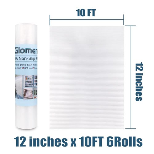 Shelf Liner, Non-Slip Cabinet Liner, Washable Oil-Proof for Kitchen Cabinet, Shelves, Refrigerator, Storage, Desks, 12 Inches x 10 FT, Non Adhesive Drawers Liner… (12 Inches x 10 FT x 6 Rolls)