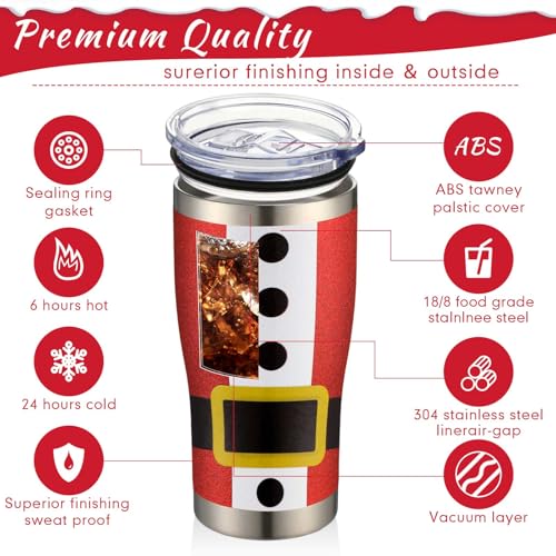 Sieral 4 Pack Christmas Glitter Tumblers 20oz Insulated Travel Mugs with Lids & Straws
