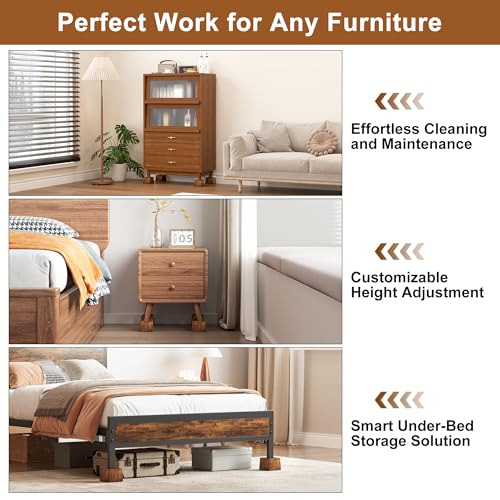 Heavy Duty Bed Risers with Non-Slip Pads - 4 Pack Wooden Lifts