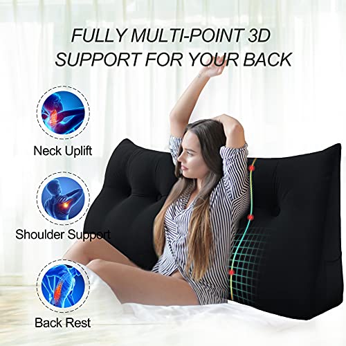 Cotton Velvet Wedge Headboard Pillow - Twin Size Back Support Cushion, Soft and Removable Cover