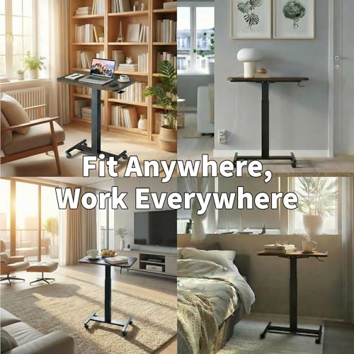 Adjustable Rolling Standing Desk, Mobile Laptop Workstation with Wheels