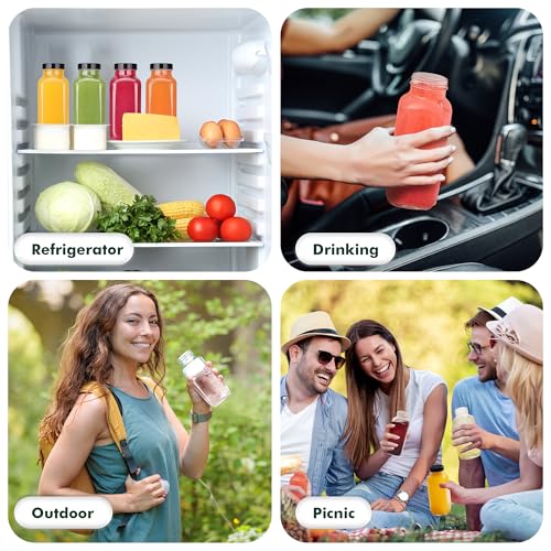 8 oz Glass Juice Bottles with Leakproof Lids and Labels - 8 Pack