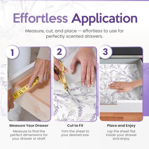 Linda's Essentials Scented Drawer Liners - Lavender, Jasmine & Linen, 30 Large Sheets
