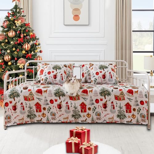 Christmas 5-Piece Twin Daybed Bedding Set with Snowman & Tree