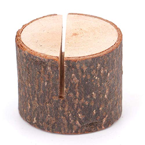 50-Piece Rustic Wooden Place Card Holders with Kraft Paper Cards