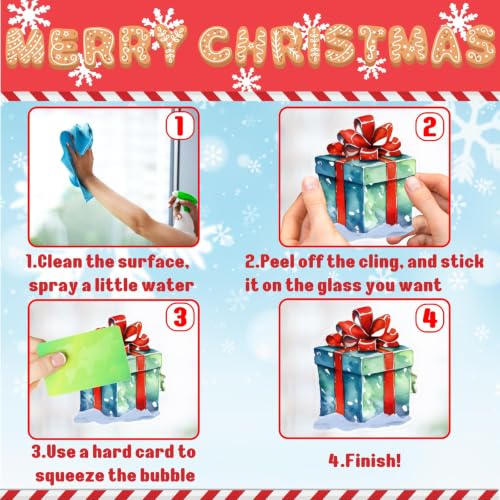 Kokolap Red & Green Snowman Christmas Window Clings Double Sided Holiday Decor