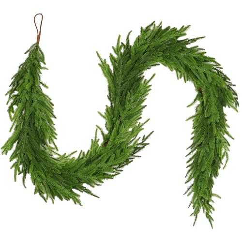 Envotek 9 FT Mixed Green Norfolk Pine Garland Artificial Holiday Decor for Indoor & Outdoor Christmas