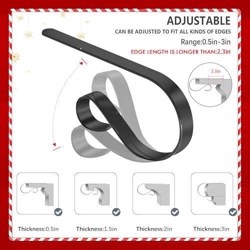 Adjustable Christmas Stocking Holders for Mantle - Set of 6 Black Metal