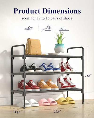 3-Tier Shoe Rack Organizer for Closet & Entryway - 27.6-Inch Space-Saving Shelf