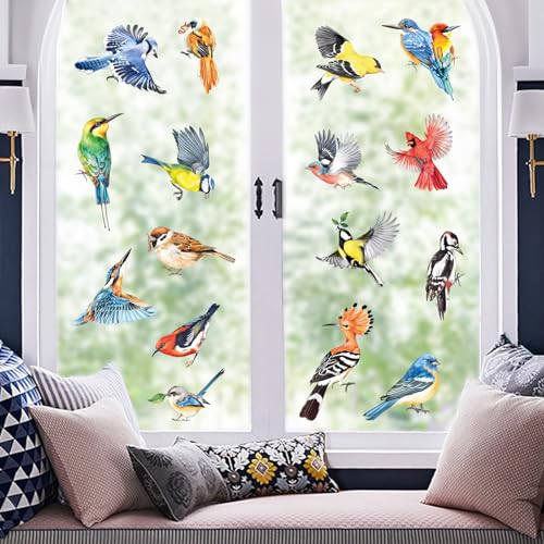 Colorful Birds Window Clings - Hummingbird & Parrot Decals