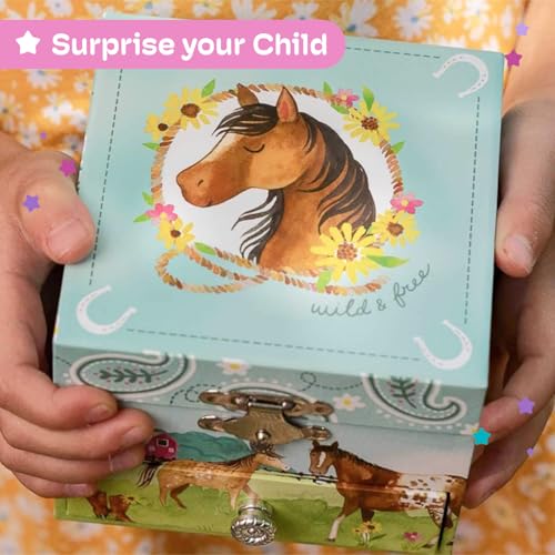 Musical Horse Jewelry Box with Pullout Drawer and Spinning Figurine