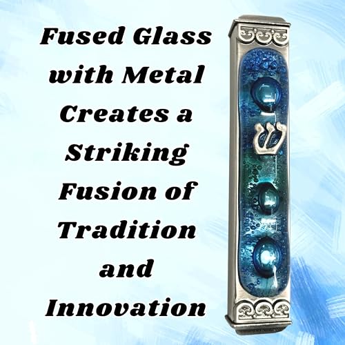 Handmade 4-Inch Mediterranean Sea Art Glass Mezuzah Case - Weatherproof