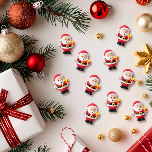 Chunful 100 Pcs Christmas Mini Santa Figurines in Gift Box - Rubber Santa Claus Decor