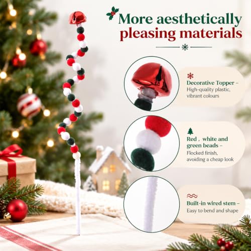Flocked Christmas Candy Cane Tree Picks - 40 Pcs Red Green White Holiday Ornaments