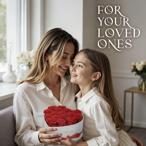 Preserved Red Roses in Heart-Shaped Box - 16 Forever Flowers Gift