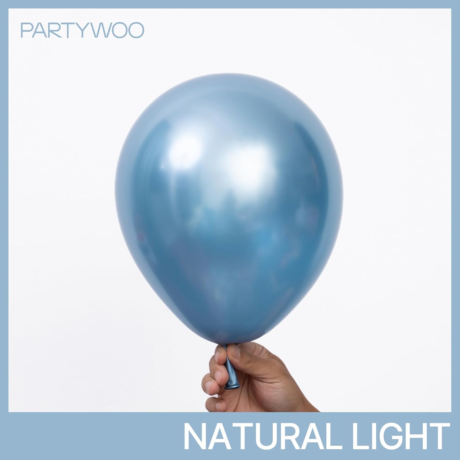 PartyWoo Metallic Light Blue Balloons - 100 Pcs Latex Balloon Arch Kit | 5-18 Inch Sizes for Graduation & Baby Showers