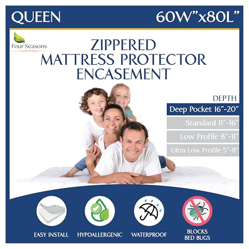 Waterproof Zip Mattress Protector - Hypoallergenic Encasement, Deep Pocket