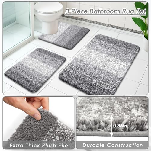 4-Piece Bathroom Set with Shower Curtain, PEVA Liner, and Non-Slip Rugs