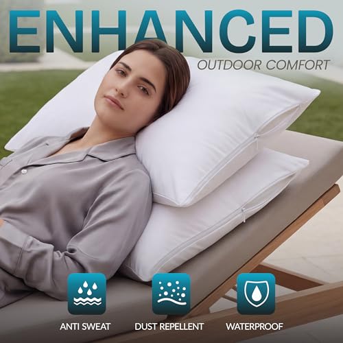 Waterproof Queen Pillow Protectors, Zippered Jersey Knit Covers - Set of 4