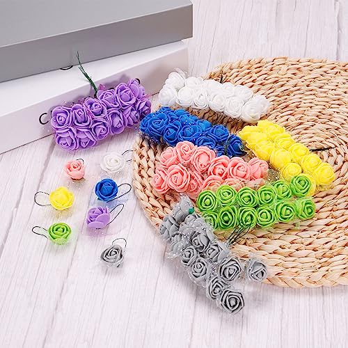 Bright Blue Artificial Rose Flower Heads Pack of 144 - 0.8 to 1 Inch Faux Flowers for DIY Wedding & Party Decor