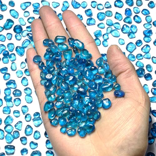 Lake Blue Glass Pebbles 1 lb - Irregular Sea Glass Stones for Vases & Aquariums