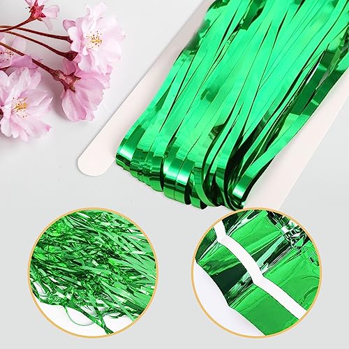 Green Foil Fringe Curtain 50 Pack - Metallic Tinsel Backdrop for Parties