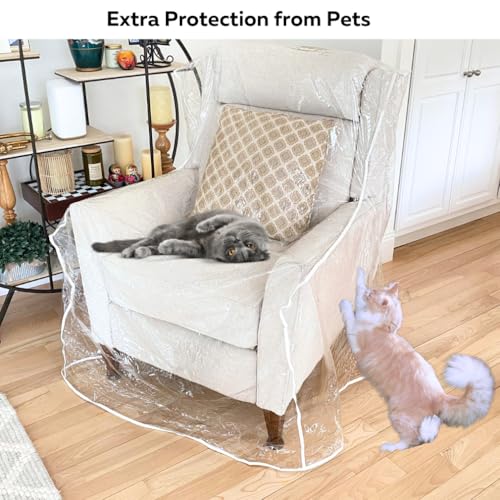 Heavy-Duty Clear Vinyl Recliner Cover - Waterproof Furniture Protector