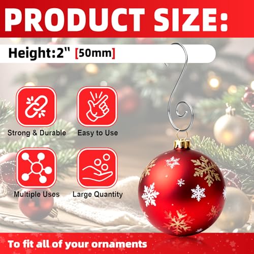 160 Pcs Silver Christmas Ornament Hooks - S-Shaped Hangers with Storage Box