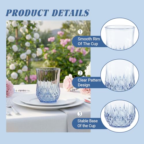24 Pack 12oz Stemless Plastic Wine Glasses, Shatterproof Vintage Cups
