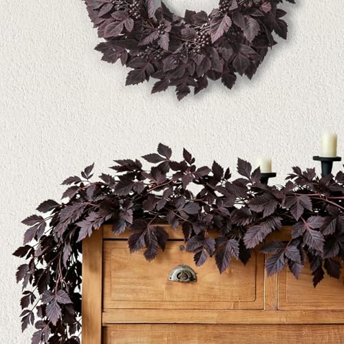6ft Autumn Maple Leaf & Seeded Garland - Fall Harvest Mantel Decor