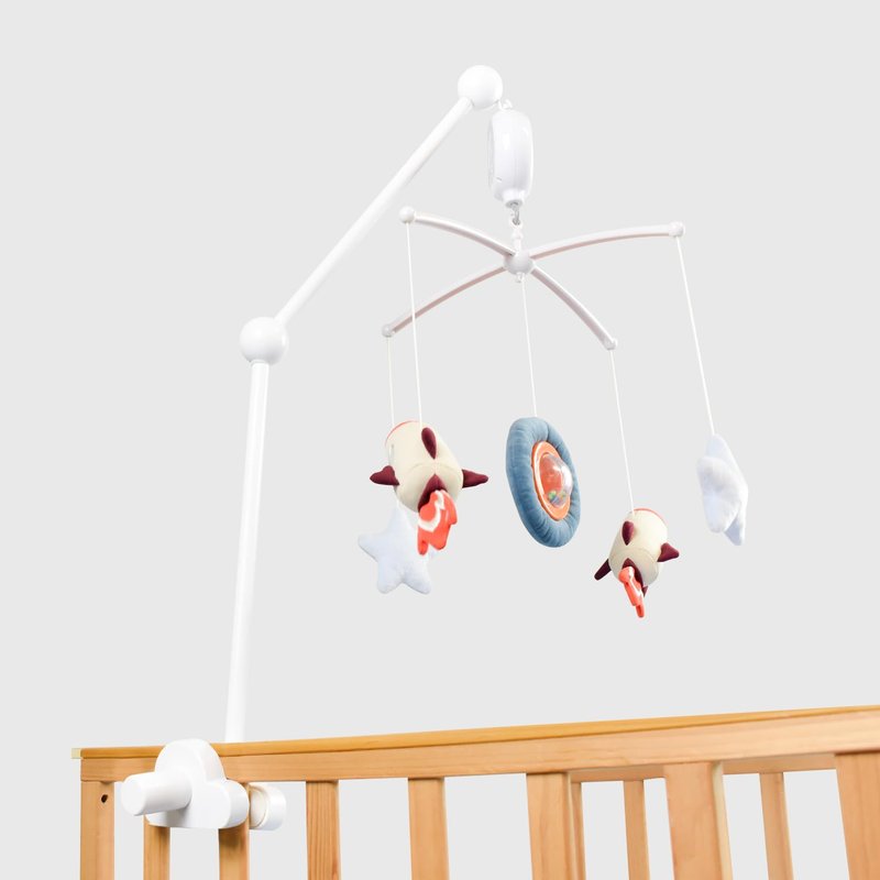 HLEEDUO 27 INCHES Crib Mobile Arm, 360° Rotating Mobile Arm for Crib,White Wooden Mobile for Crib, Adjustable Crib Accessories Safe Anti Slip Set,Mobile Holder for Crib,Nursery Cloud Design