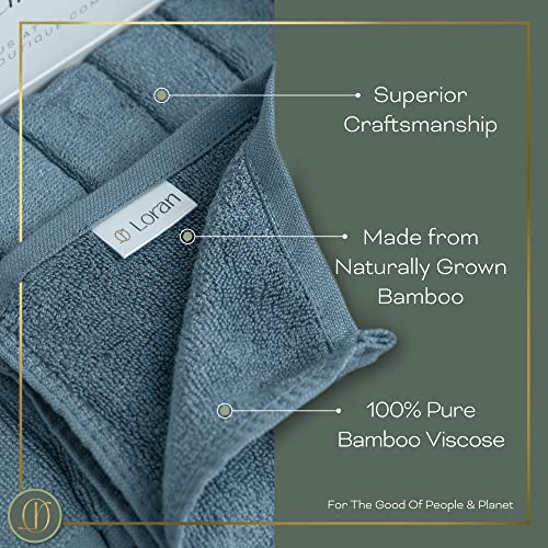 Loran Set of 6 Bamboo Facial Washcloths - Soft Reusable Exfoliating Cloths for Sensitive Skin