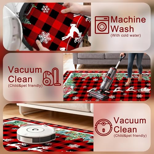 3'x5' Red Plaid Truck Christmas Area Rug - Non-Slip, Low-Pile, Washable