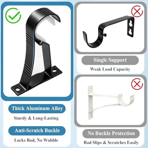 Black Curtain Rod End Caps Set, 29mm and 32mm Replacement Finials