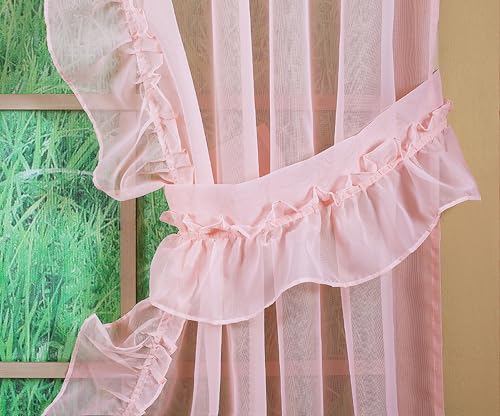 Emelia Priscilla Sheer Curtain Set - 60" W x 63" L, Rose