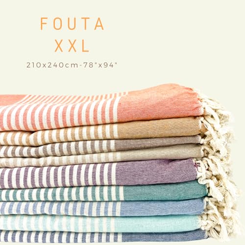 Extra Large Sand-Free Beach Blanket, 83x94 Inch Soft Cotton Picnic Throw