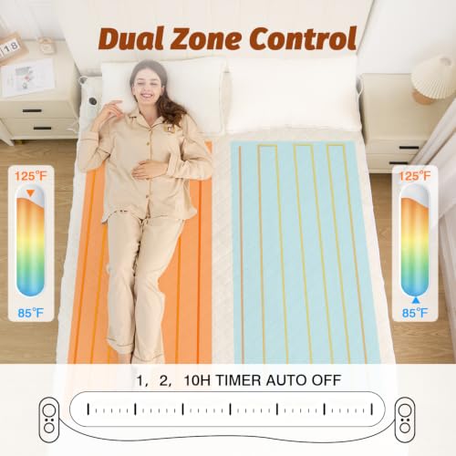 Heated Mattress Pad - California King, Dual Zone Control, 8 Heat Settings