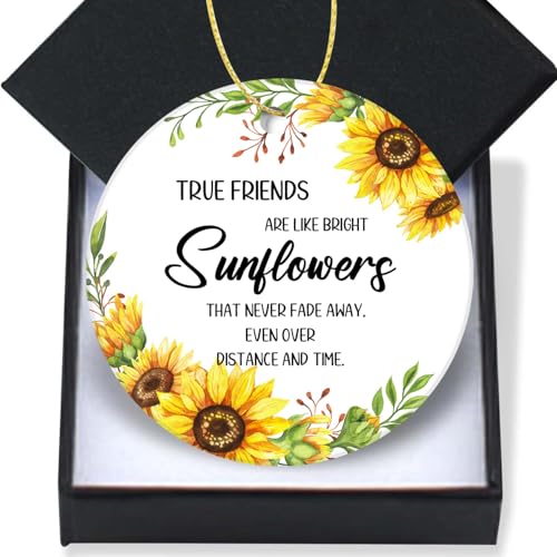 Friendship Gift Ornament - 3-Inch Sunflower Keepsake for Best Friends, Women, Sister, BFF, Christmas Hanging Decor with Gift Box