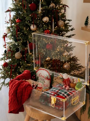 Clear Acrylic Storage Trunk Set, Decorative Keepsake Box with Handles