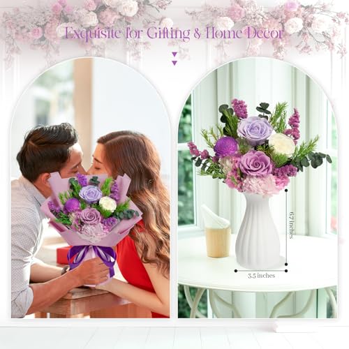 Preserved Rose Bouquet with Vase, Eternal Flowers for Home Decor & Gifts