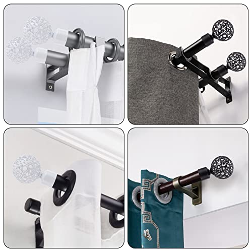 2pcs Decorative Curtain Rod Finials, 28mm Black Metal Ball Cage End Caps