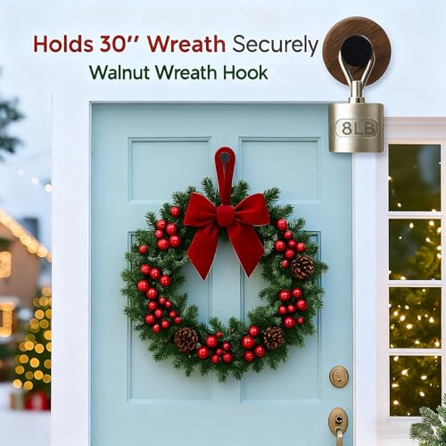 BuQueHM 3 Pack Wreath Hangers for Front Door, Glass & Smooth Surfaces, Holiday Decoration Hooks