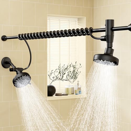 Dual Shower Head System with Adjustable 60-Inch Slider, Black Stainless Steel