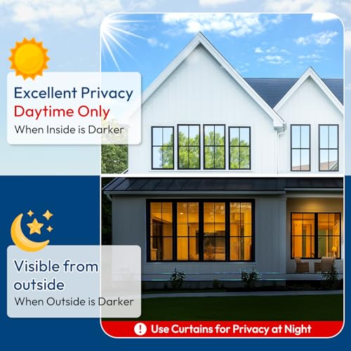 One-Way Privacy Window Film, Black Silver, 17.5" x 78.7" - Heat Control & UV Protection
