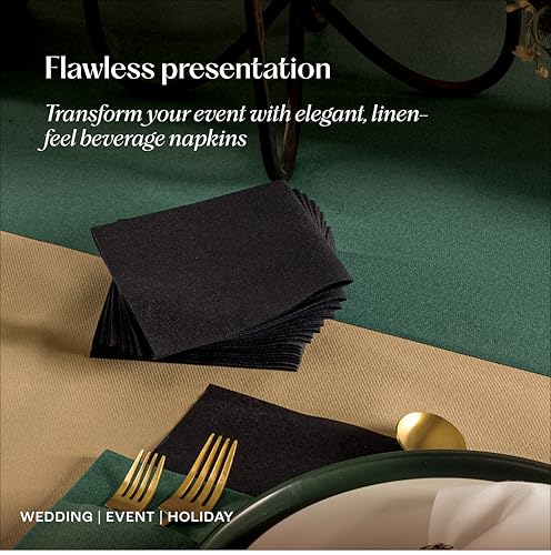 Servietto Brown Linen-Feel Disposable Cocktail Napkins 200-Pack 5" x 5"